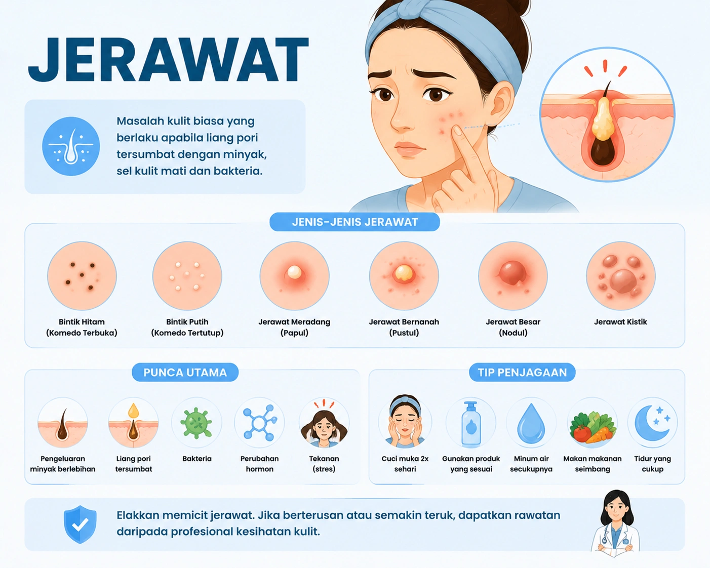 Jerawat: Punca Tumbuh Jerawat & Cara Hilangkan Jerawat Dengan Cepat